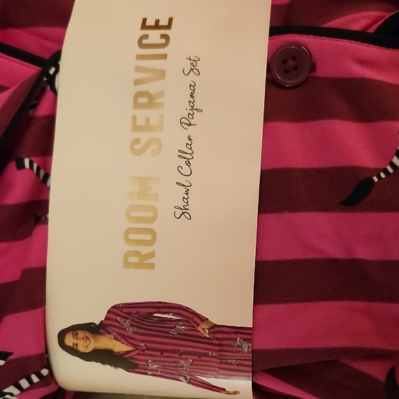 Room Service Women's Zebra Print Pajama Set - Fuschia Pink and Black - Picture 4 of 4